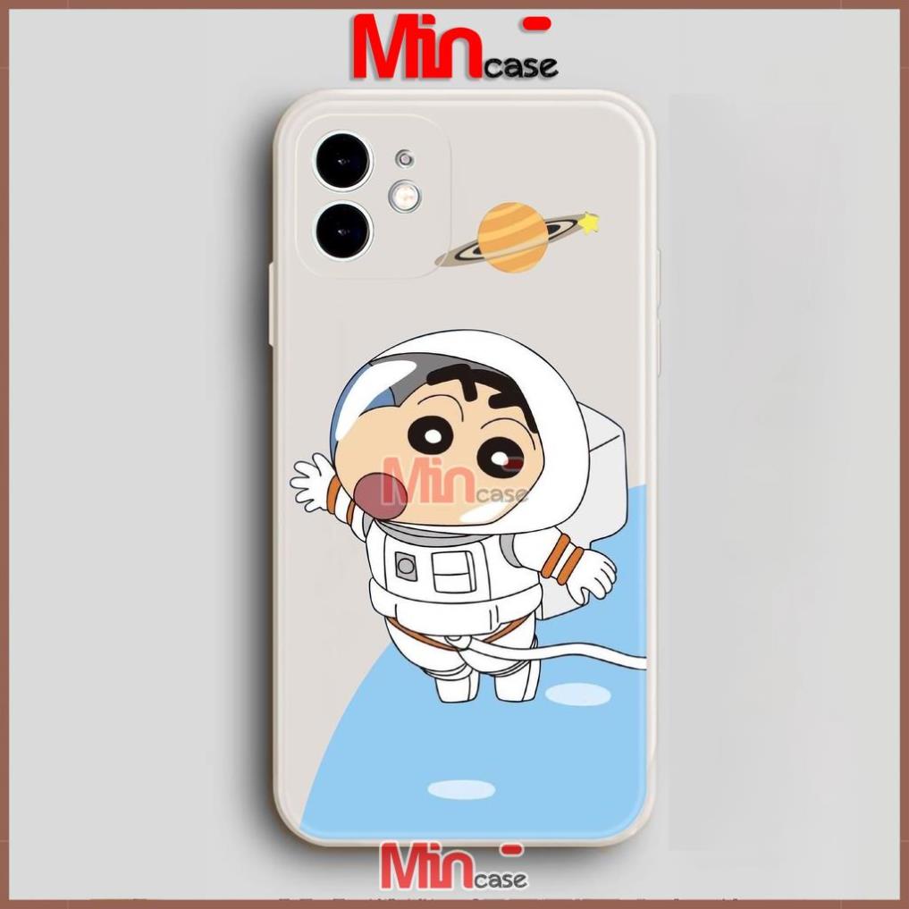 Ốp lưng iPhone Shin phi hành gia cạnh viền vuông silicon mềm dẻo cho iphone 6/6s/7/8/X/XS/11/12/13 Pro Plus Max