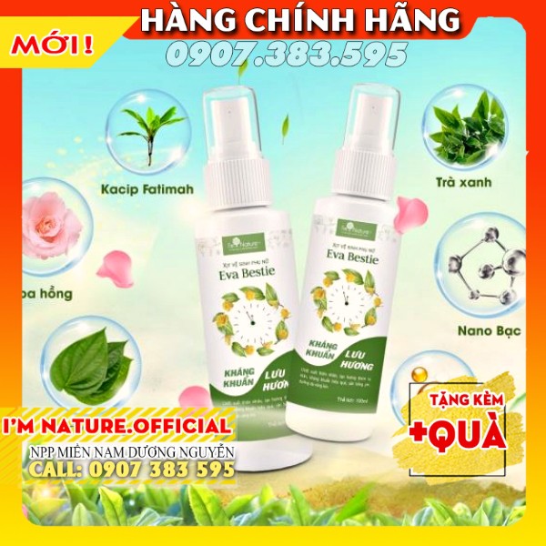 Xịt Khử Mùi Vùng Kín Eva Bestie - Kháng Khuẩn Lưu Hương Quyến Rũ I'm Nature 100ml