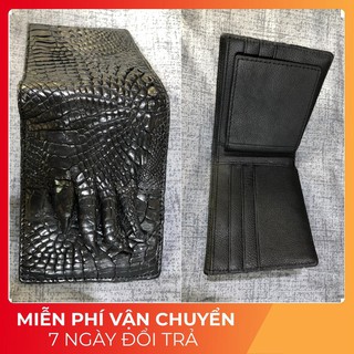 Ví nam da cá sấu, Bóp nam da cá sấu cao cấp dạng ngang làm từ phần chân cá sấu kết hợp da bò mặt trong TheHQ