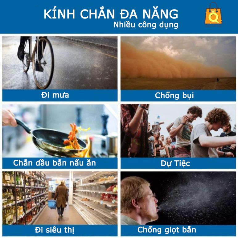 Mặt Nạ Phòng Dịch, Kính Chống Giọt Bắn Trong Suốt Thời Trang, Kính Bảo Hộ Chống Bụi Bẩn, Kính Đi Mưa