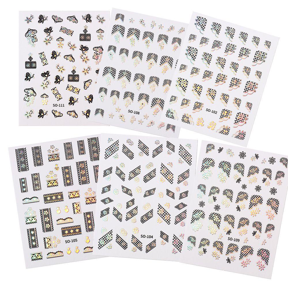 OCEANMAP Miếng Dán Trang Trí Móng Tay 3D Tự Dính Họa Tiết Ren Hoa Hồng Xinh Xắn