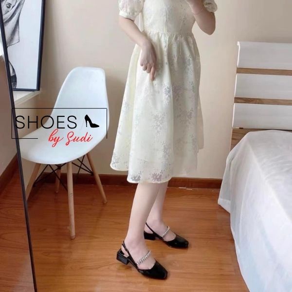 Giày búp bê đế 3p mũi nhọn có quai ngọc tiểu thư sang chảnh SUDI - SD036-BDF