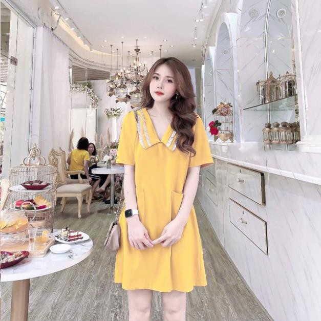 Váy đũi cổ bèo dáng xuông dài 1m hàng đổ shop