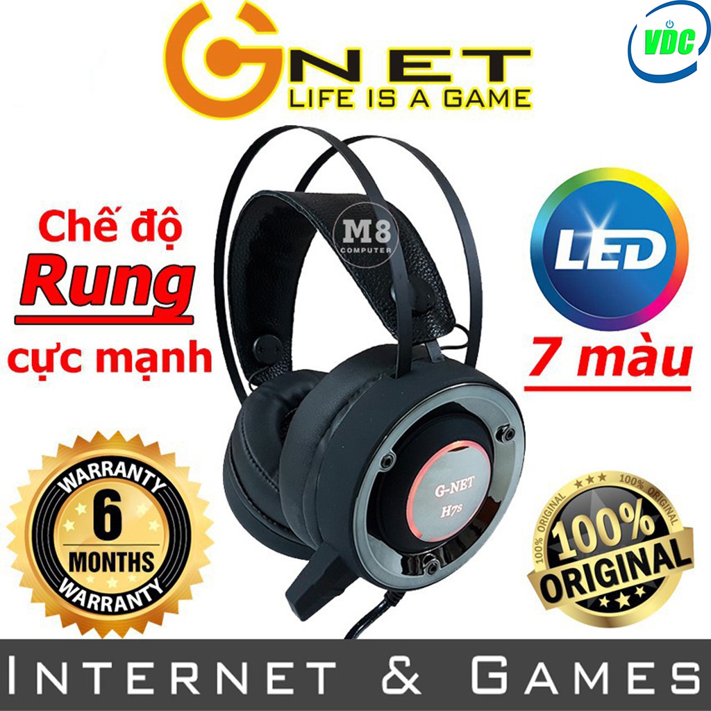 Tai nghe chơi game G-NET H7S - Led đổi màu - Có Rung - Cổng 3.5 dùng được cho điện thoại - Bảo Hành 12 tháng