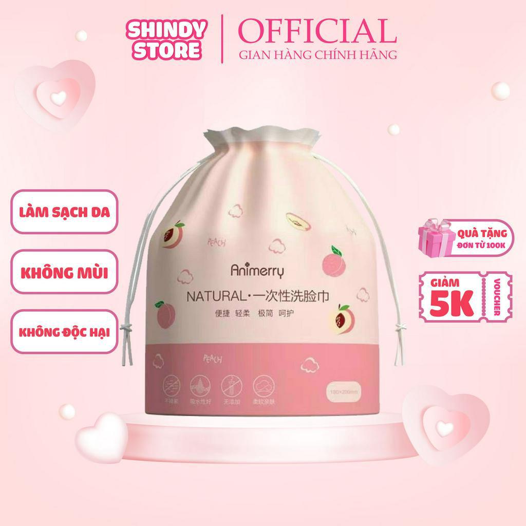 Cuộn khăn mặt khô  Animerry (lau khô, lau ướt) và 1 gói bông mút bọt biển nở mặt