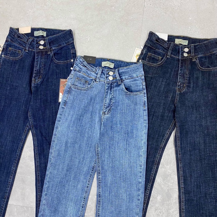 Quần Jeans Nữ Ống Đứng Lưng Cao Cạp Thời Trang LA'COBA
