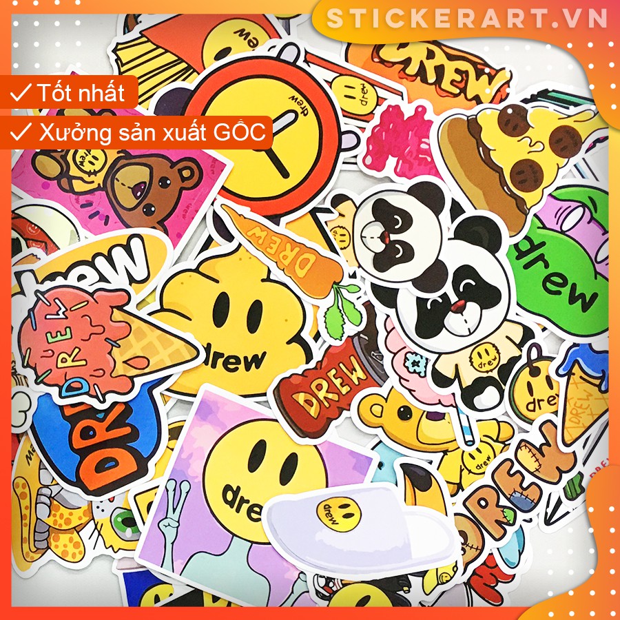 [DREW] 50 Sticker chống nước ,dán xe laptop mũ bảo hiểm vali...