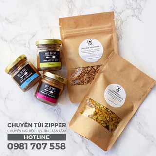 Túi Zipper Giấy Kraft 12x20 - COMBO100 Túi Đáy Đứng Có Cửa Sổ Đựng Thực phẩm - Chống Thấm, Chống Ẩm _ALY