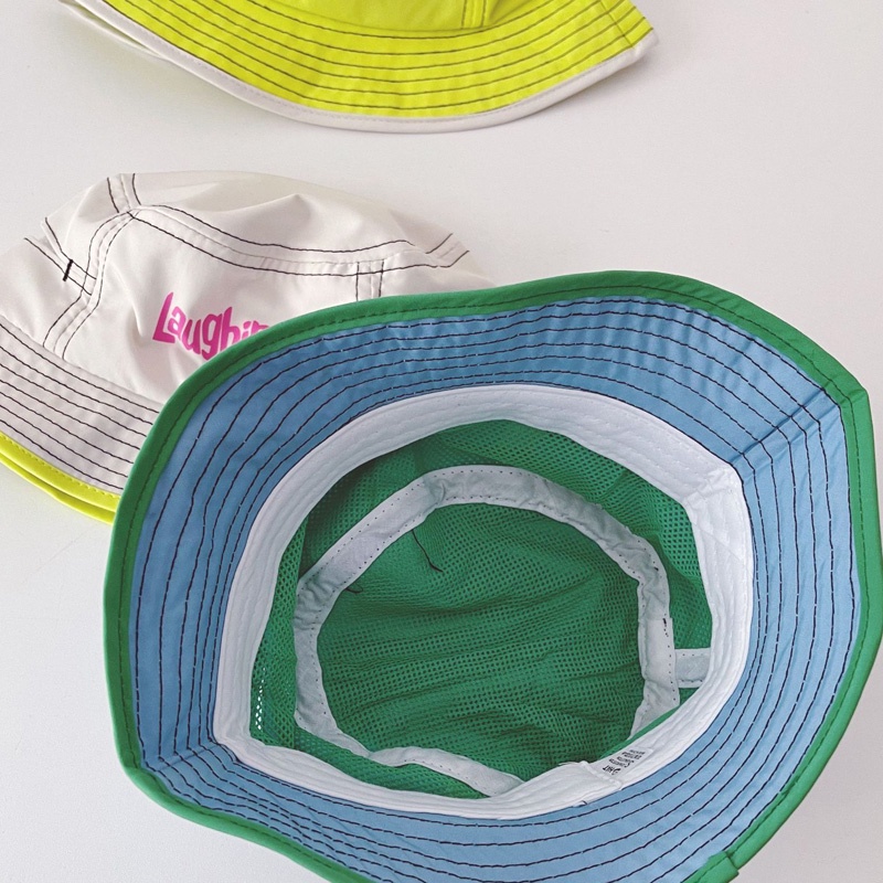 Nón Tai Bèo Phối Lưới Thoáng Khí Thêu Chữ Phong Cách Hàn Quốc Thời Trang Cho Bé