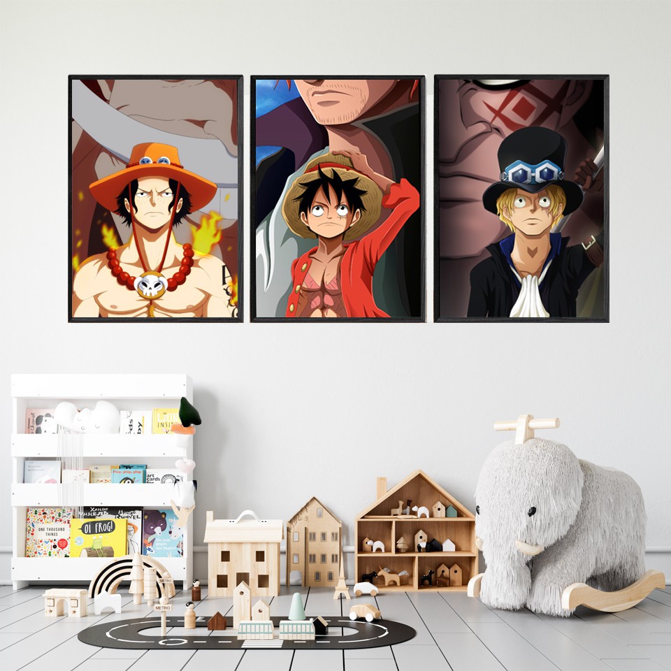 Tranh One Piece Treo Tường, Bộ 3 Phá Làng Phá Xóm Luffy Ace Sabo