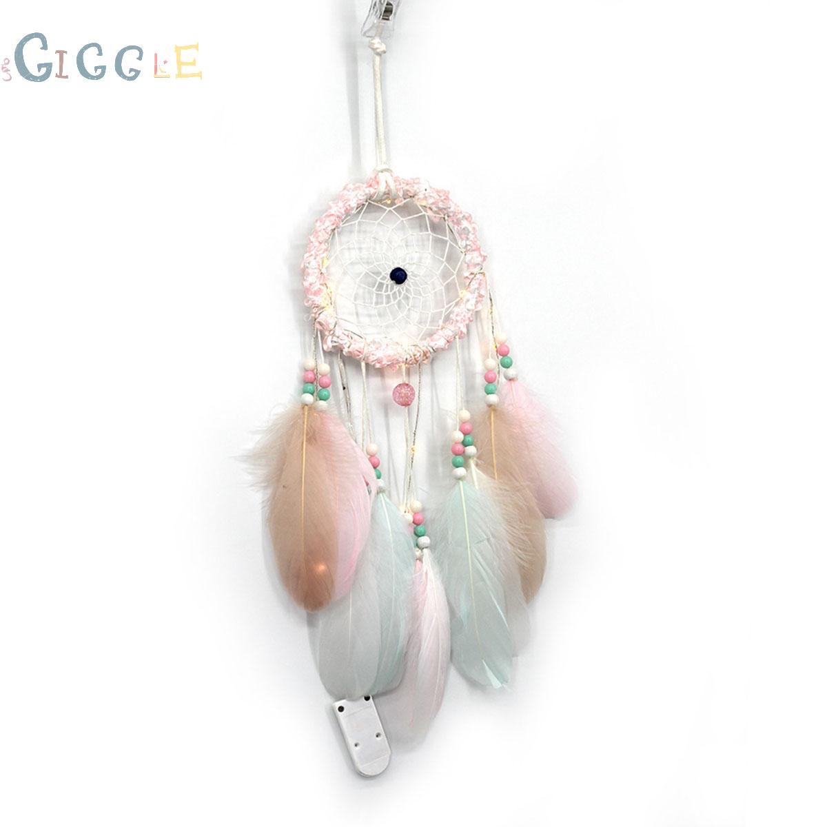 Dreamcatcher treo tường trang trí nhà cửa có đèn chiếu sáng