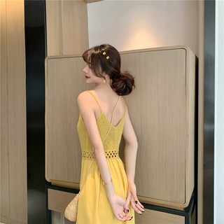 (Sẵn be) váy cói 2 dây đi biển