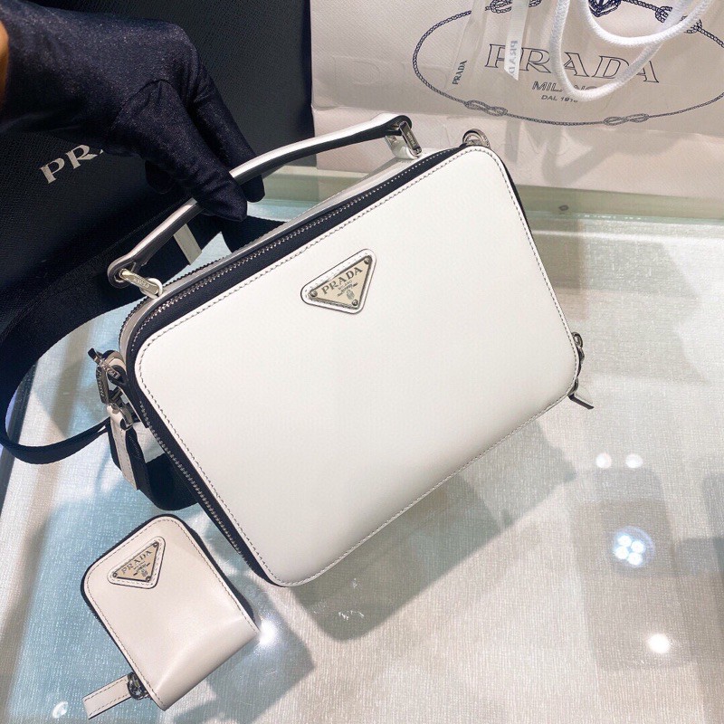túi xách tay nữ phom cứng dáng hộp có túi nhỏ đi kèm dây đeo chéo tuỳ chỉnh prada