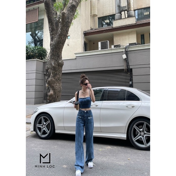 Quần jeans chanel suông siêu cấp ( ảnh thật)