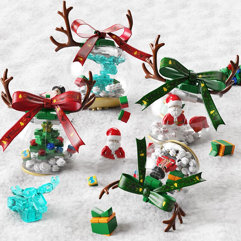 Mẫu Lắp Ráp mô hình Sembo 601055 Christmas Crystal Ball Ornaments Festival Santa Claus Tree
