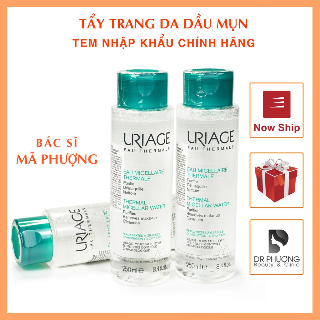 Nước tẩy trang Uriage Eau Micellaire Thermale PMG cho da dầu, hỗn hợp (màu xanh)