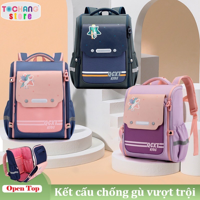 Balo Chống Gù QCXT Kids Chính Hãng Cho Bé Tiểu Học Cặp Đi Học Chống Nước Cho Trẻ Em