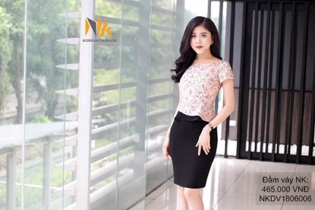 Đầm ôm peplum phối hoa V246 | WebRaoVat - webraovat.net.vn