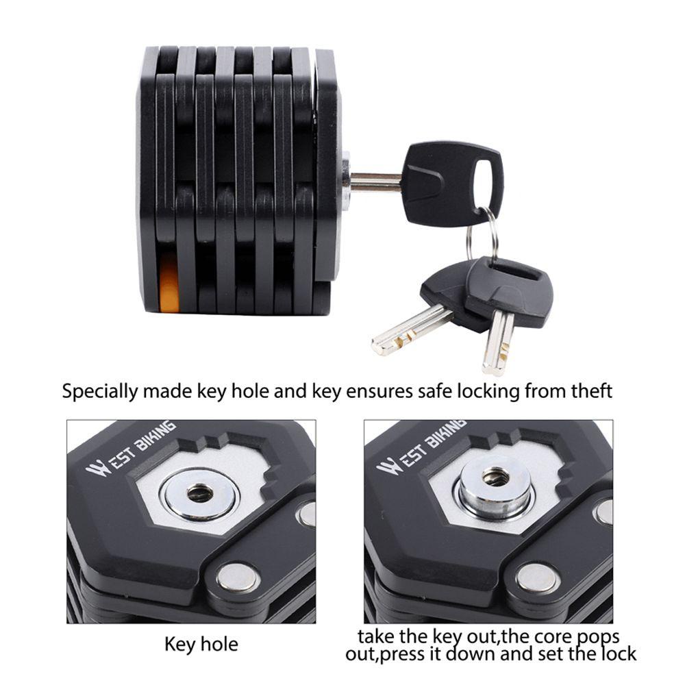 Ổ Khóa Xe Đạp Chống Trộm Thiết Kế Gấp Gọn Kèm 3 Chìa Khóa Tiện Dụng