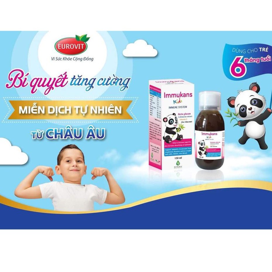 Immukans Kids - Bổ sung Vitamin và Betaglucan giúp Tăng Sức Đề Kháng Cho Bé (150ml)