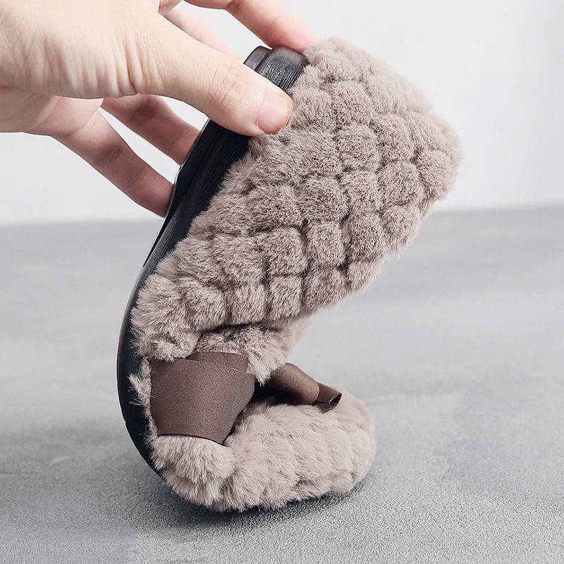 Giày Búp Bê Đế Bằng Lót Lông Cừu Đính Nơ Xinh Xắn Thời Trang Mùa Đông