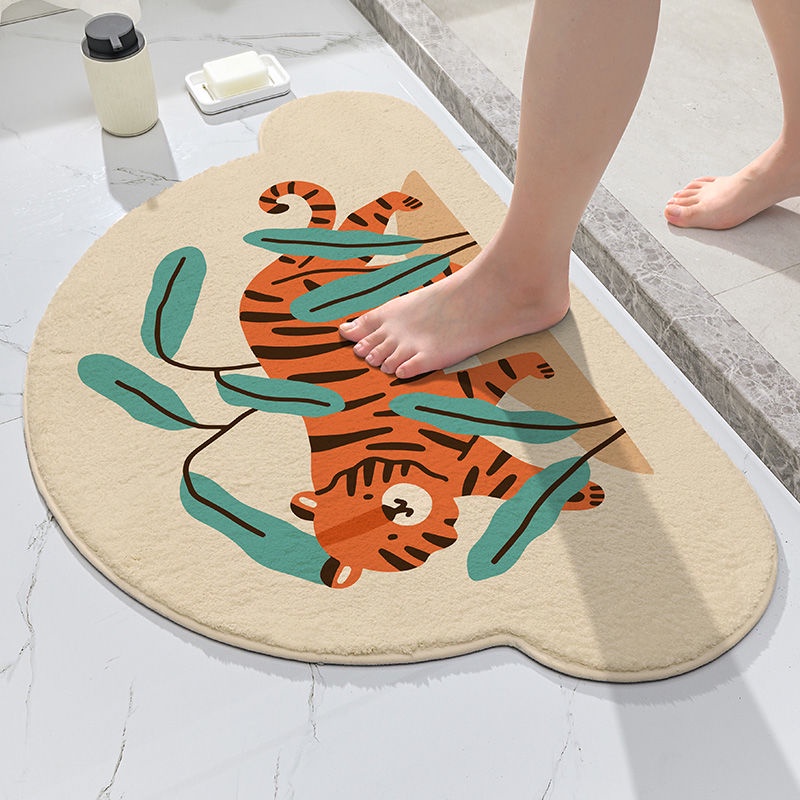 Thảm Chùi Chân Chống Trượt Thấm Hút Tốt In Họa Tiết Hoạt Hình Đáng Yêu