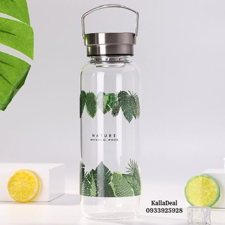 ☊Bình Nước❤️FREESHIP❤️Thủy Tinh 1000ML-1500ML Thể Thao Kèm Túi Glass