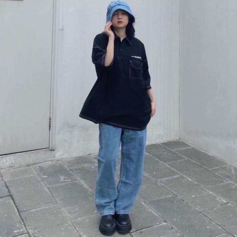 Áo Polo Unisex Chỉ Nổi Hot Hit form rộng bầu bí bon chen thoải mái