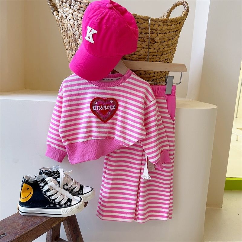 Bộ Đồ Thể Thao Hai Mảnh Áo Sweater Kẻ Sọc + Quần Ống Rộng Phong Cách Hàn Quốc Thời Trang Mùa Thu 2022 Mới Dành Cho Bạn