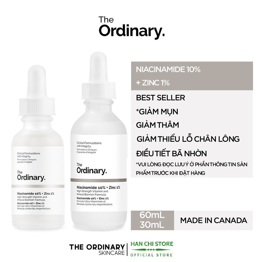 Tinh Chất Dưỡng Da The Ordinary Niacinamide 10%+Zinc 1% 30ml Dưỡng Ẩm Trắng Da,Tinh Chất Dưỡng Ordinary Cho Da Dầu Mụn | BigBuy360 - bigbuy360.vn