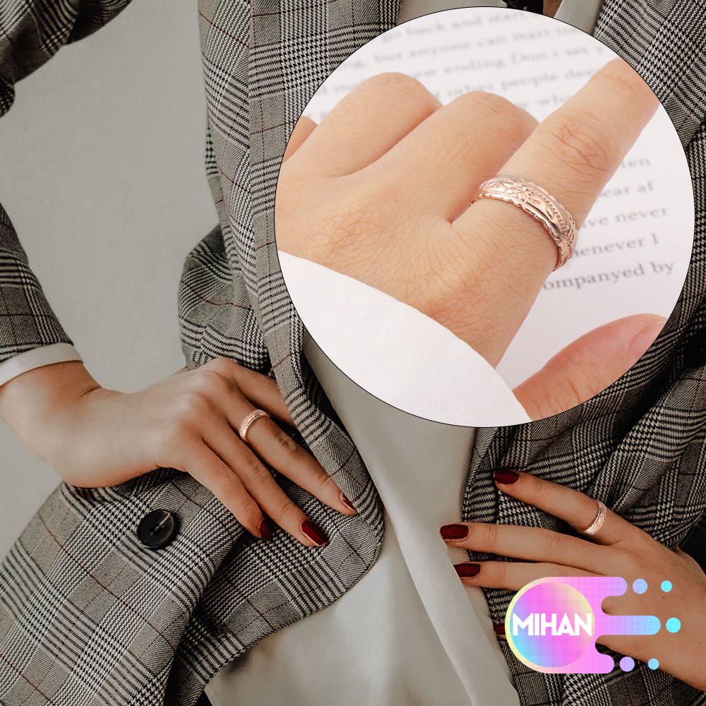 Nhẫn cưới chạm khắc hình hoa nhiều màu sang trọng cho nữ MIHAN1 Size 5-11 14k