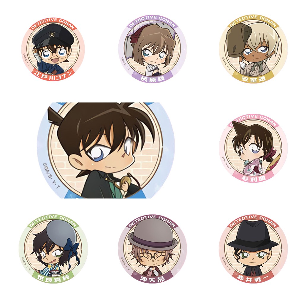 Huy hiệu IN HÌNH Detective Conan Thám tử lừng danh anime chibi dễ thương tiện lợi