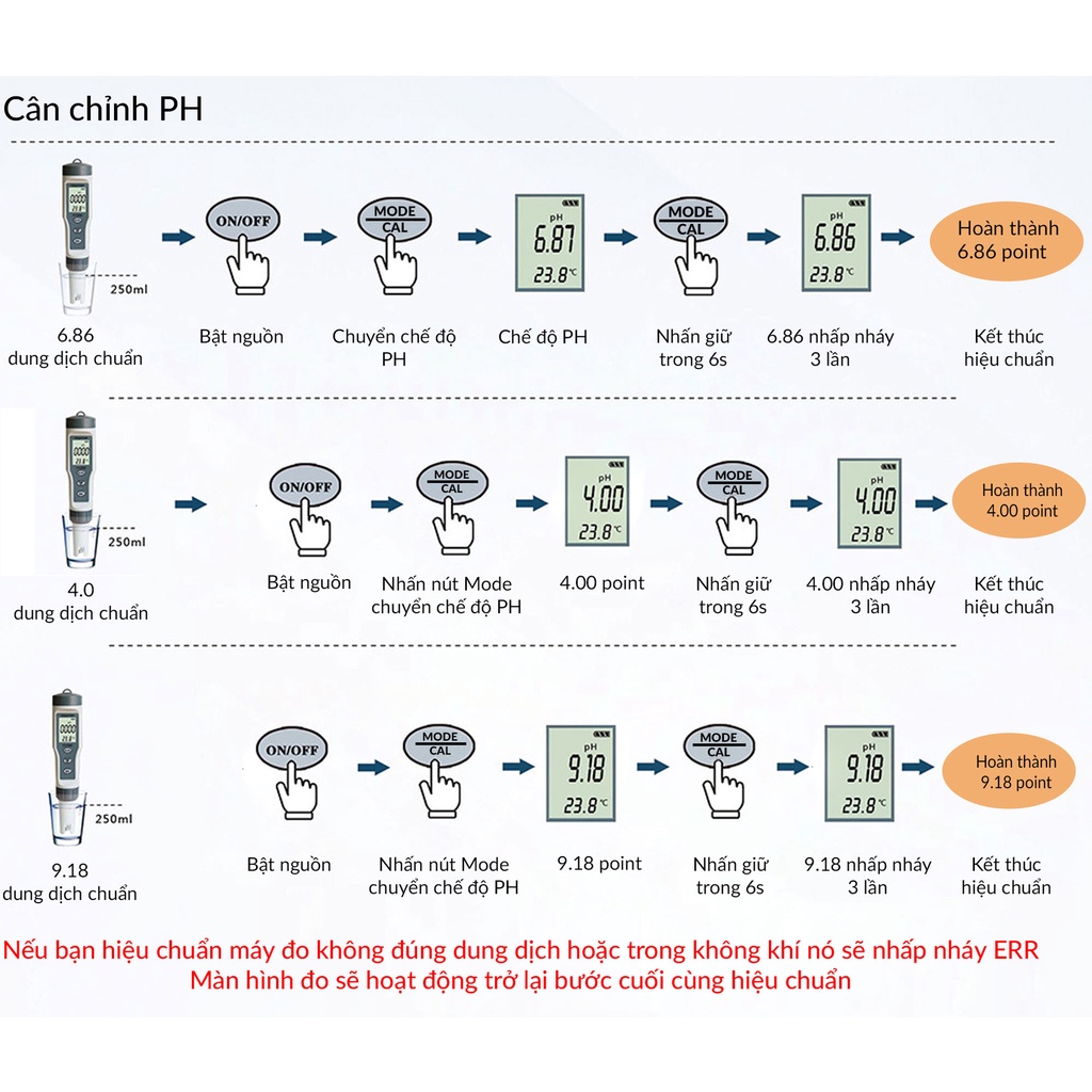 Dụng cụ đo PH, Chất lượng nước TDS, Nhiệt độ 3 trong 1