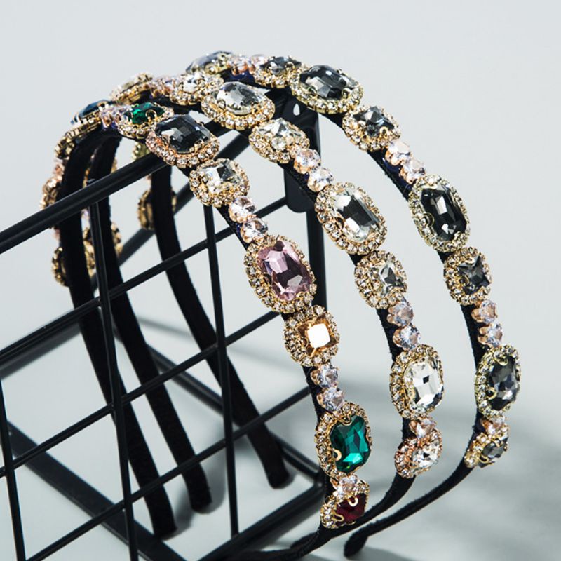 Băng Đô Cài Tóc Đính Đá Nhiều Màu Sắc Lấp Lánh Chống Trượt Thời Trang Cho Nữ Banda