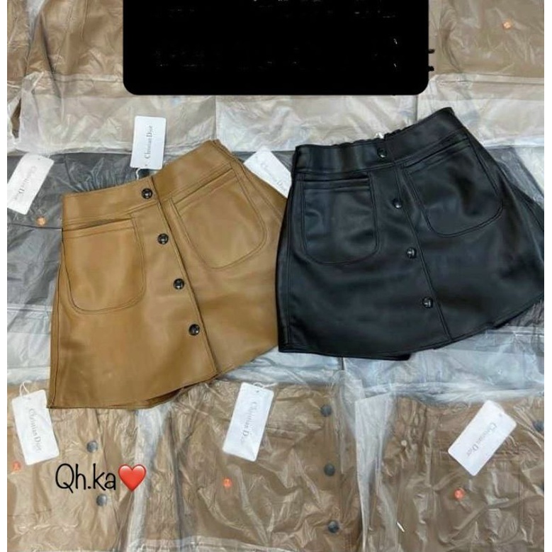 Quần da giả váy túi trước hàng QCL1