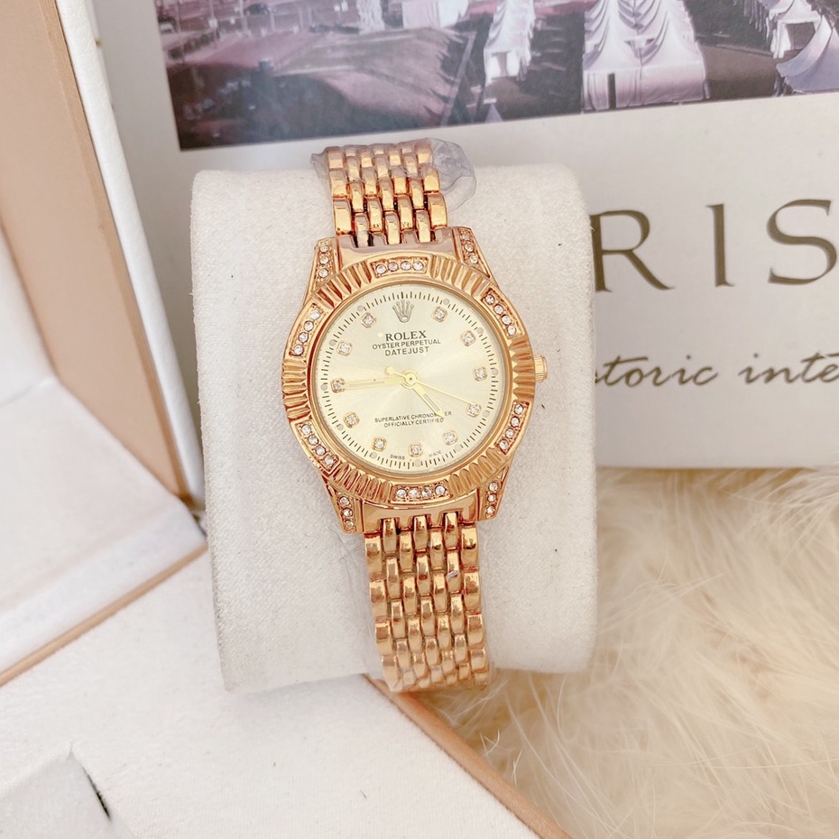 đồng hồ nữ đeo tay đẹp ROLEX CAO CẤP chống nước thời trang dây thép không gỉ bảo hành 12 tháng -DHN18