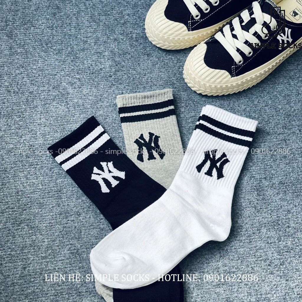 Vớ NY Cổ Cao Hàn Quốc Họa Tiết Monogram Cao Cấp Cotton Thoáng Khí 💖SIMPLE SOCKS💖Tất LA Boston NY Cổ Cao New York Yankees