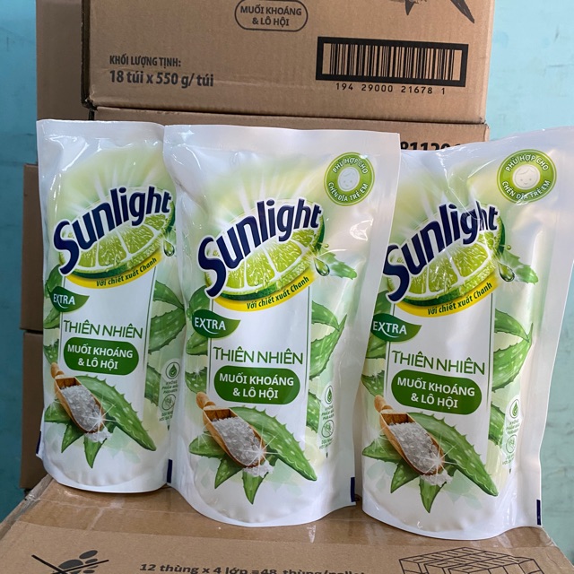 Combo 3 Túi Rửa Chén Sunlight Thiên Nhiên 550g