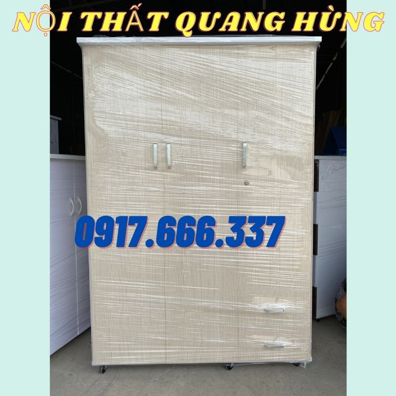 TỦ NHỰA ĐÀI LOAN 3 CÁNH MÀU KEM SỒI CAO 1M7 GIÁ RẺ - MIỄN SHIP HCM
