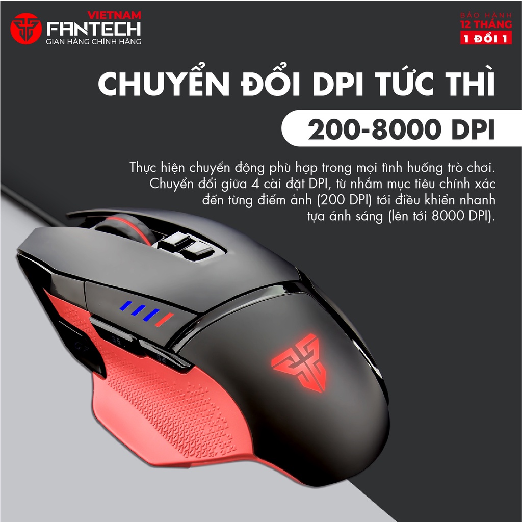 Chuột máy tính Gaming FANTECH X11 DAREDEVIL 8000DPI LED RGB 16,8 Triệu Màu 8 Phím Macro - Hãng phân phối chính hãng