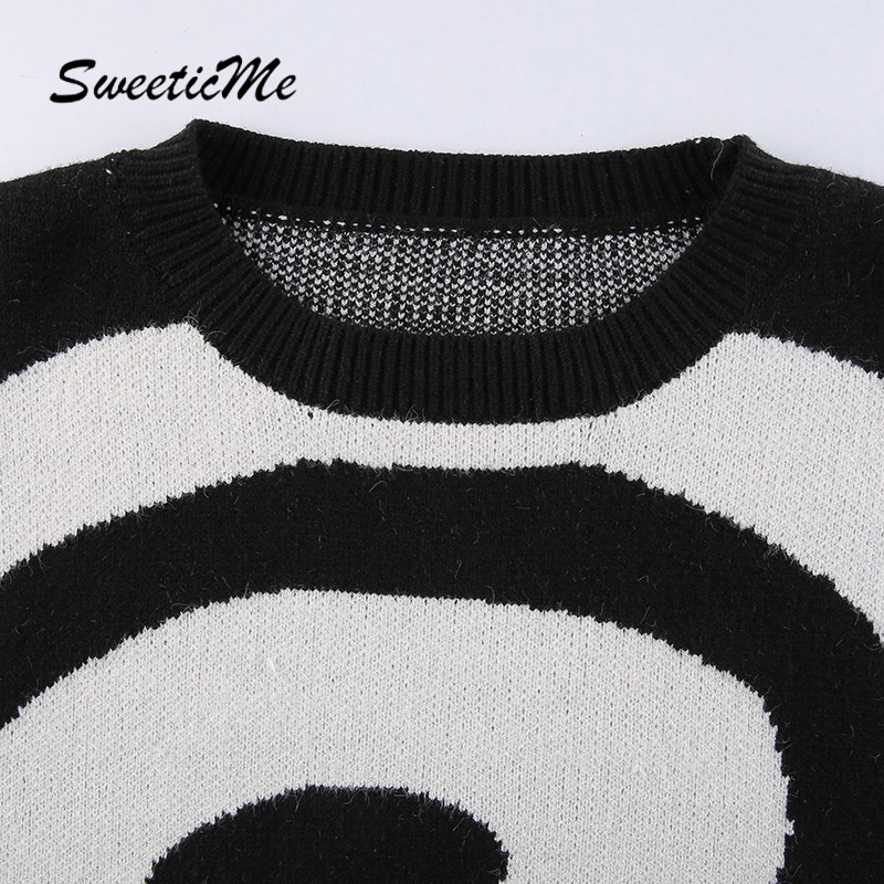 Áo Sweater Nữ Chui Đầu Dáng Rộng Màu Sắc Tương Phản Ngọt Ngào