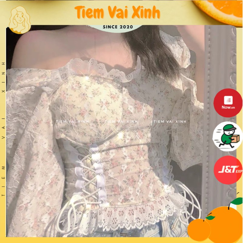 [Mã WASKT304 giảm 15% tối đa 30K đơn 99K] Áo Croptop Ren Bánh Bèo 🍊[FREESHIP]🍊Áo Ren Nữ Dáng Ngắn - Tiệm Vải Xinh