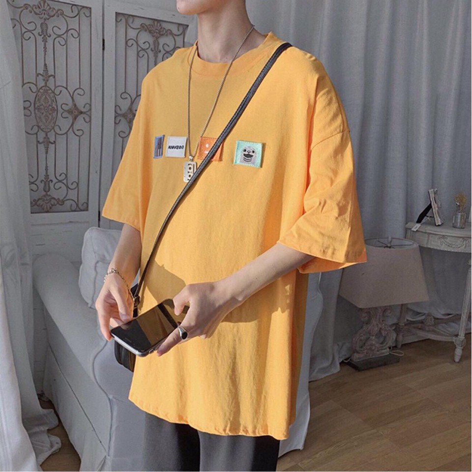 Áo thun tay lỡ form rộng - phông nam nữ cotton oversize - T shirt thêu 4 logo a - 2N Unisex