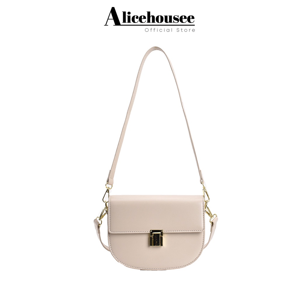 Túi đeo chéo nữ da trơn basic kiểu dáng yên ngựa Alice Housee kẹp nách bền đẹp thanh lịch phong cách retro
