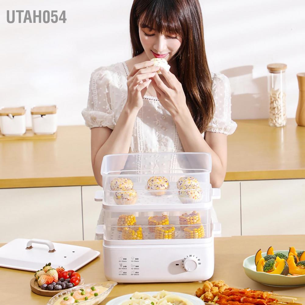 Hàng HOT ZG10 Nồi Hấp điện 2-3 tầng đa chức năng hẹn giờ tiện lợi Công suất lớn 800W（AC-220V)【Utah054】