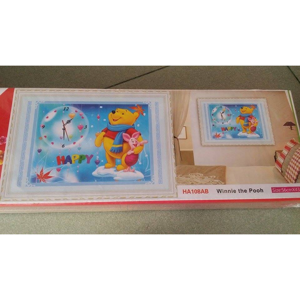 Freeship 99k TQ_Tranh đá đồng hồ gấu pooh