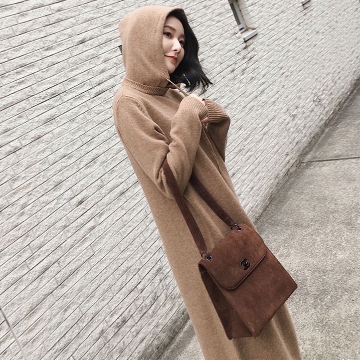 Đầm Len Dài Tay Có Mũ Hoodie Form Rộng Thời Trang Cho Sinh Viên | BigBuy360 - bigbuy360.vn