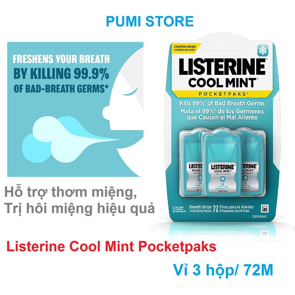 Miếng ngậm Listerine Cool Mint  Pocketpaks
