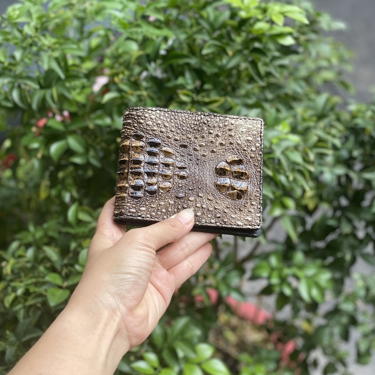 VÍ NAM NGANG MÀU NGUYÊN THỦY DA CÁ SẤU THẬT 100% 1 MẶT BẢO HÀNH 12 THÁNG