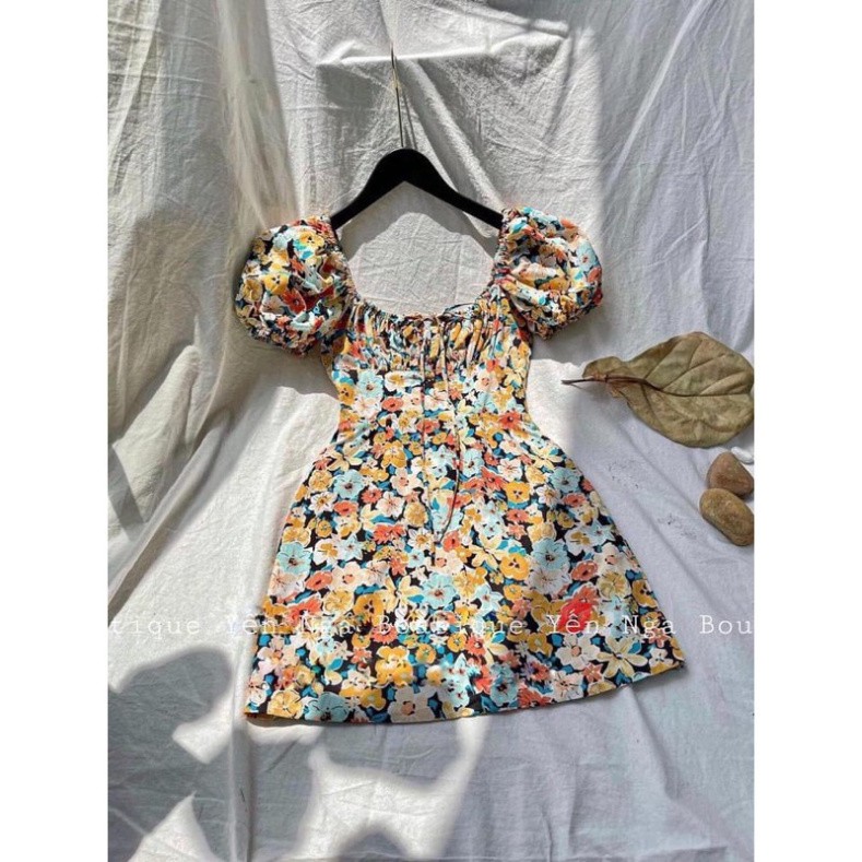 [Mã FAGREEN245 giảm 10% tối đa 30K đơn 99K] (Kho Sỉ Nam Định) VÁY HOA CỔ VUÔNG XẾP LY TAY BỒNG | BigBuy360 - bigbuy360.vn